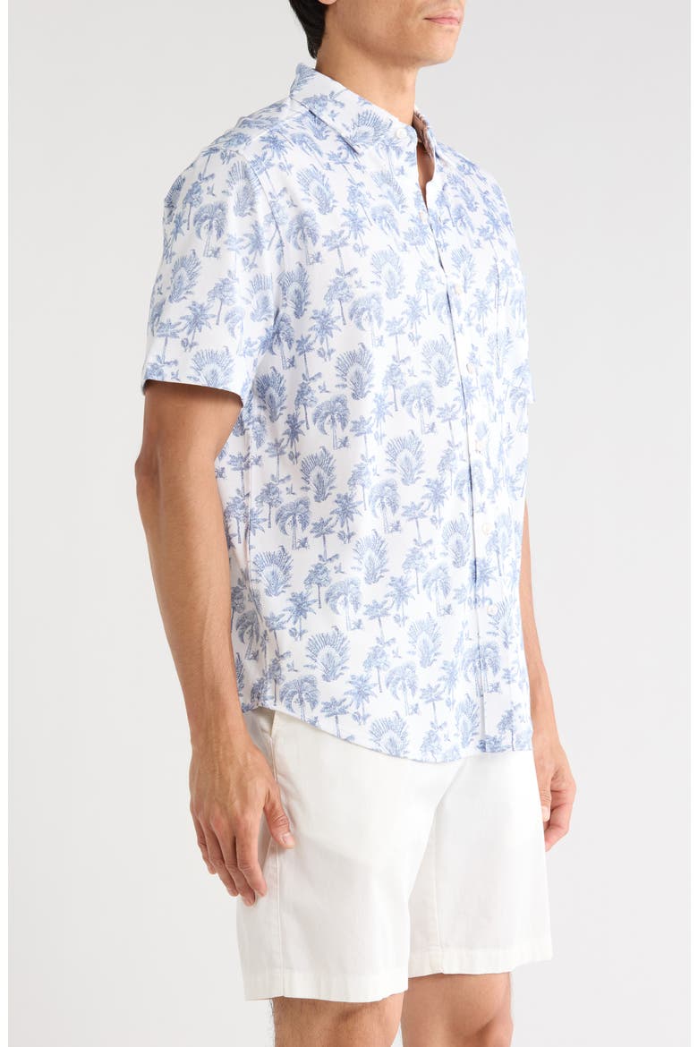 San Lucio Island Tapestry IslandZone® Knit Short Sleeve Cotton Blend Button-Up Shirt, Alternate, color, COBALT SEA