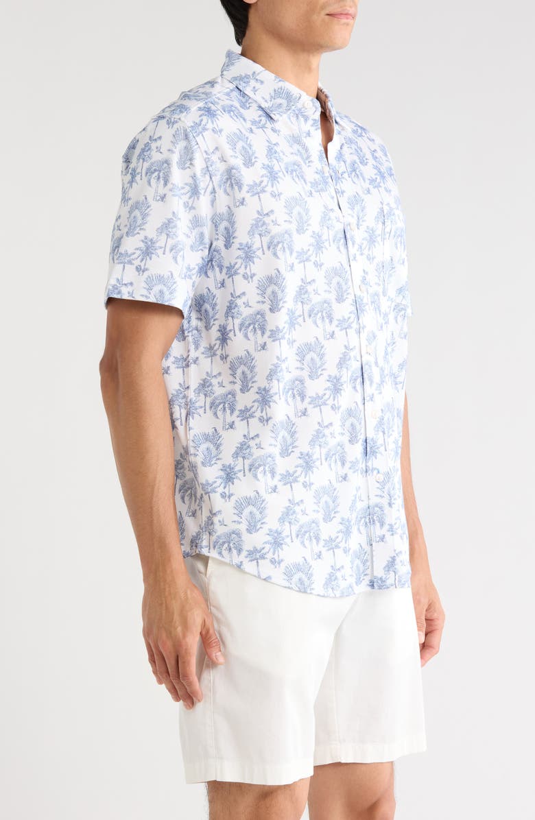 Tommy Bahama San Lucio Island Tapestry IslandZone<sup>®</sup> Knit Short Sleeve Cotton Blend Button-Up Shirt, Alternate, color, Cobalt Sea
