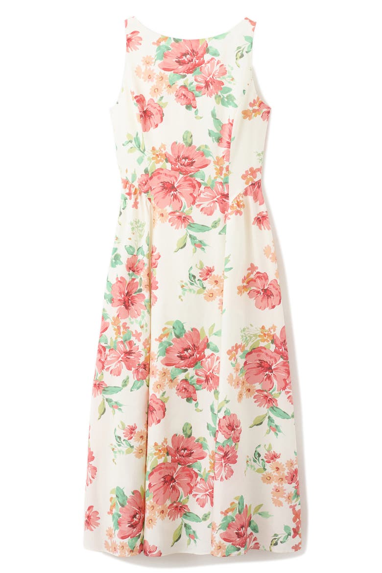 Floral Sleeveless Cotton Midi Dress, Alternate, color, OFF WHITE