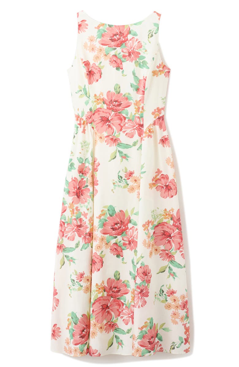 MANGO Floral Sleeveless Cotton Midi Dress, Alternate, color, 
