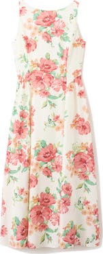 MANGO Floral Sleeveless Cotton Midi Dress