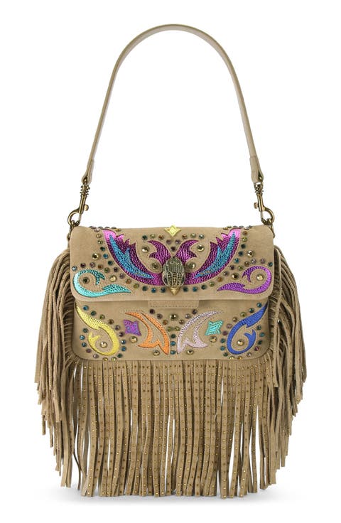 Small Oxford Fringe Suede Shoulder Bag