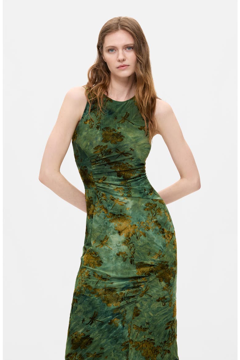 Sleeveless Ruched Midi Dress, Alternate, color, GREEN