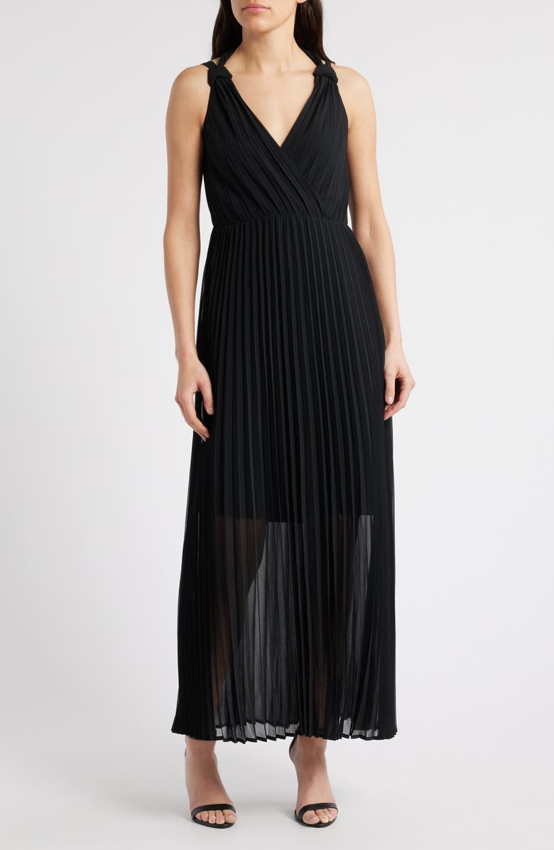 Chelsea28 Pleat Tie Back Maxi Dress, Main, color, Black