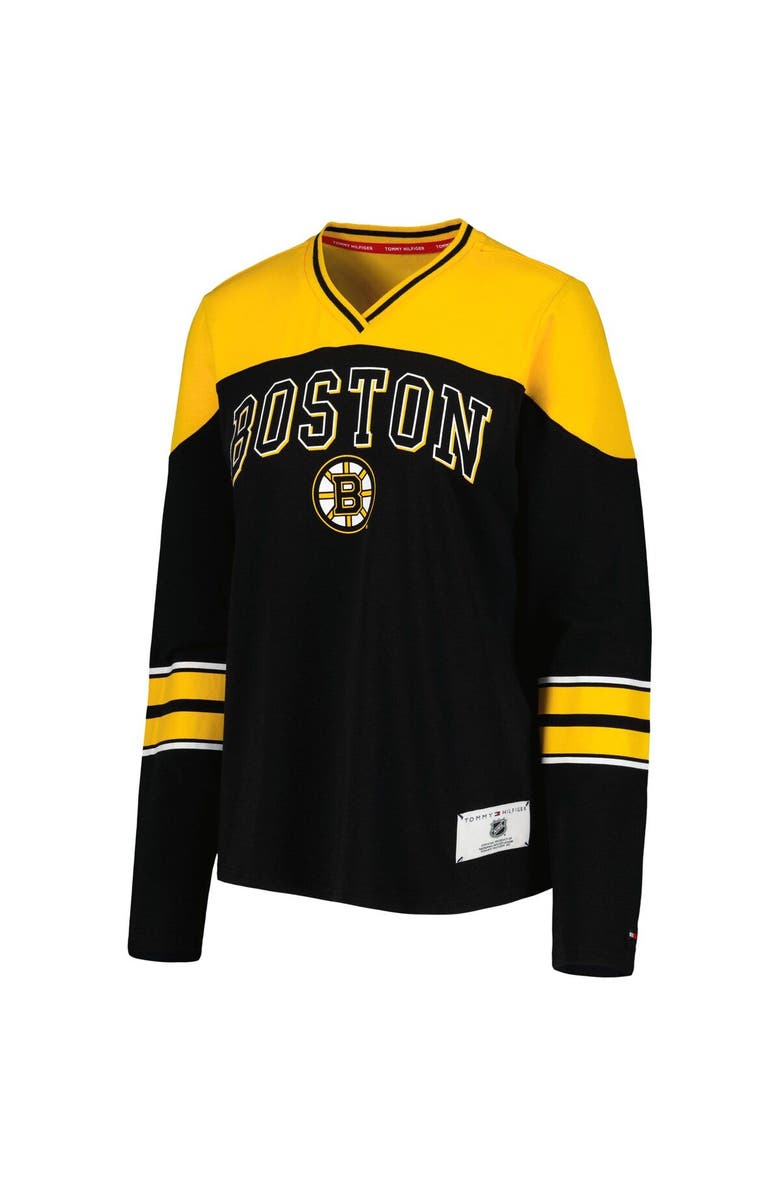 Tommy Hilfiger Women's Tommy Hilfiger Black Boston Bruins Abigail V-Neck Long Sleeve T-Shirt, Alternate, color, 