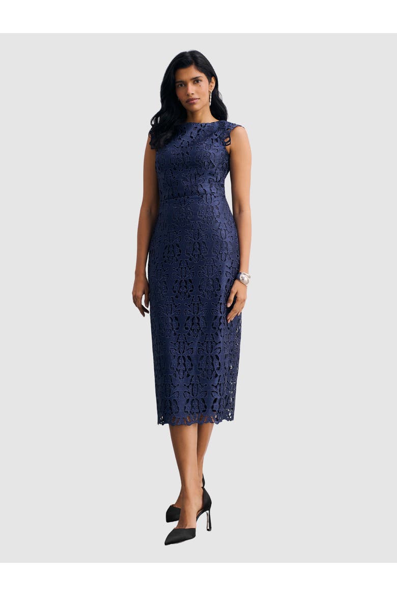 Valencia Lace Round Neck Dress, Main, color, Blue