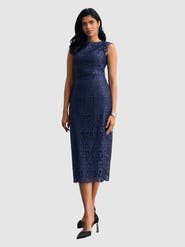 The Fold Valencia Lace Round Neck Dress