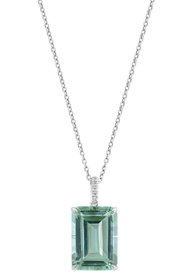 Green Amethyst Emerald Cut Pendant Necklace, Main, color, GREEN