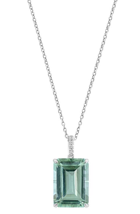 Green Amethyst Emerald Cut Pendant Necklace