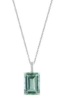 EFFY Green Amethyst Emerald Cut Pendant Necklace