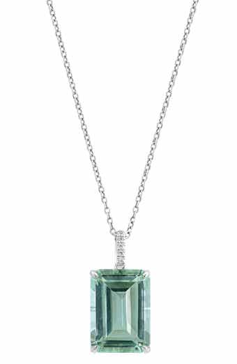 EFFY Green Amethyst Emerald Cut Pendant Necklace