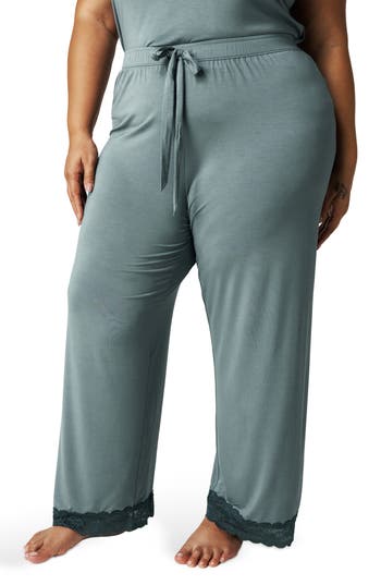 Posh Peanut Lace Trim Pajama Pants In Blue