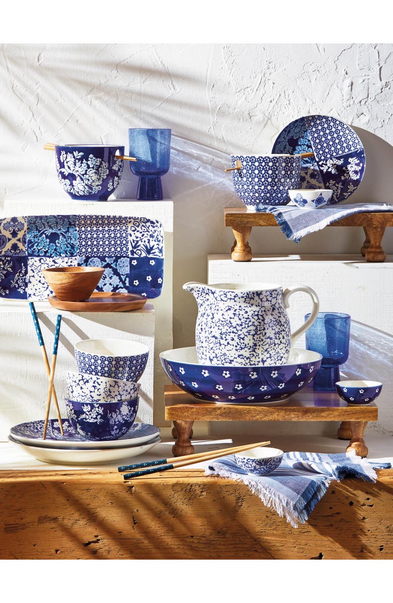 tag Lisbon Blue Ceramic Rectangular Serving Platter Dishwasher Safe, Alternate, color, Blue