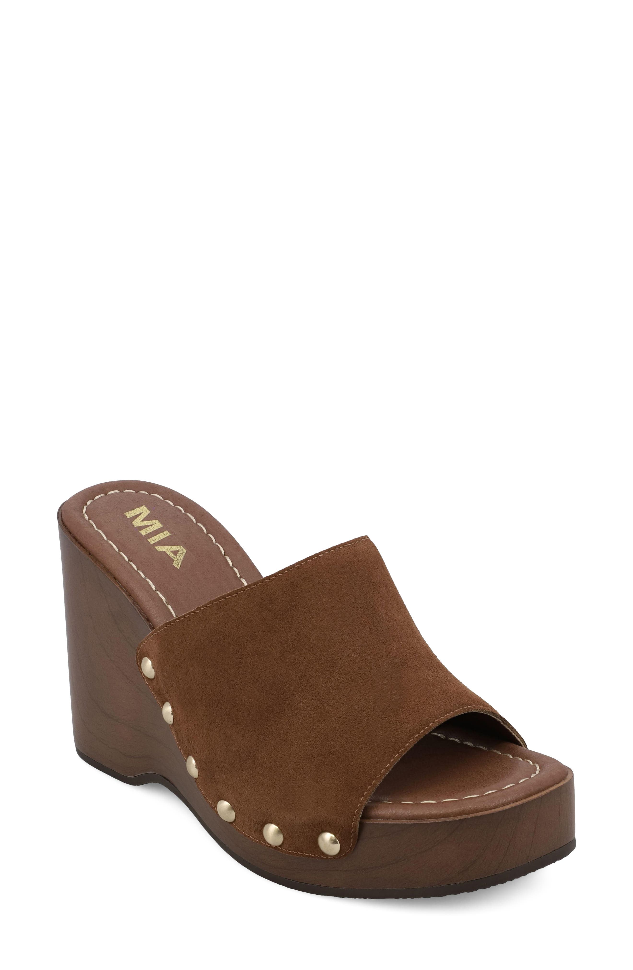 Estefany Wedge Mule, Main, color, COGNAC