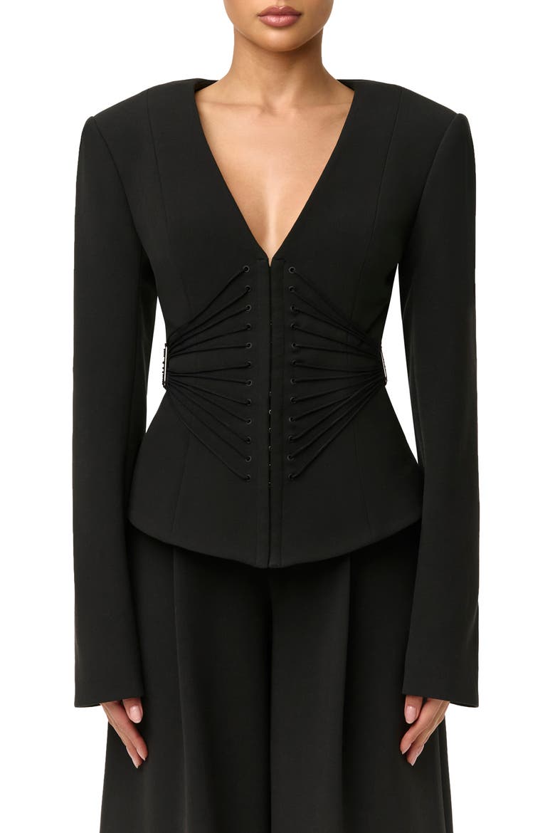 Suiting Corset Blazer, Main, color, BLACK