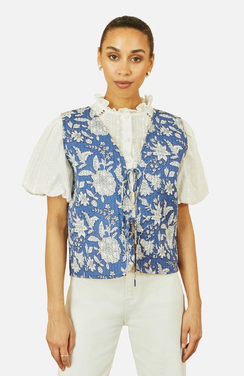 Floral Reversible Quilted Vest Jacket