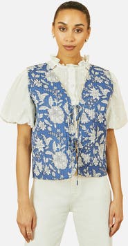 Yumi Floral Reversible Quilted Vest Jacket