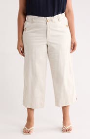 Democracy Button Pocket Crop Wide Leg Pants