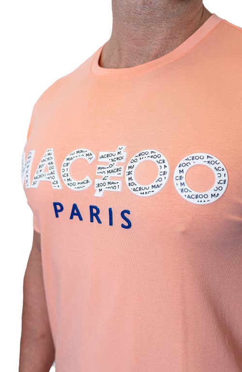 Maceoo Icon Paechpink Logo Appliqué Stretch Cotton T-shirt In Orange