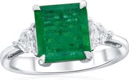SOUZANA by Suzy Levian 14K White Gold 2.40ct Emerald & 0.28cttw Diamond Ring