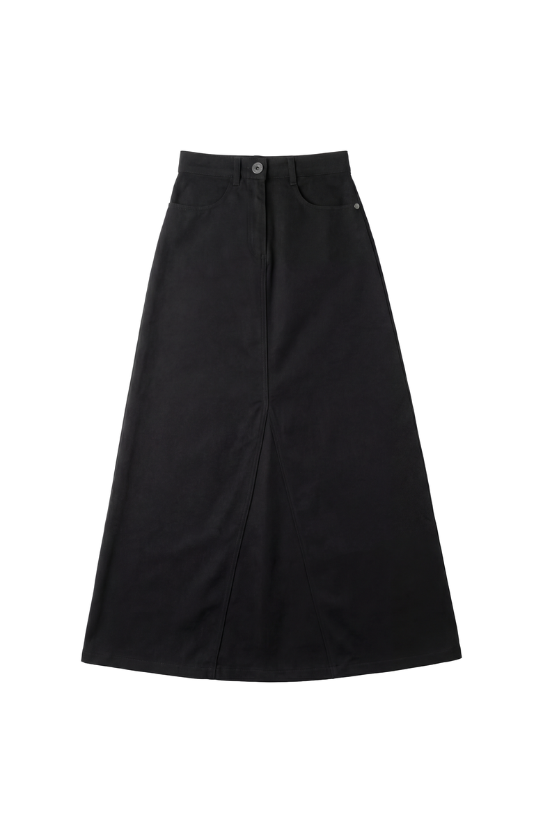 Faves Mineral Wash Godet Panel Front Zip Maxi Skirt, Main, color, Black