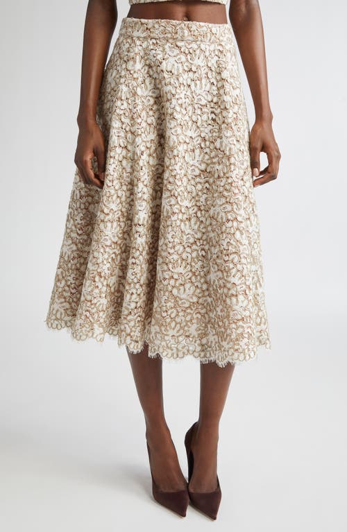Michael Kors Collection Soutache Lace Circle Skirt In Brown