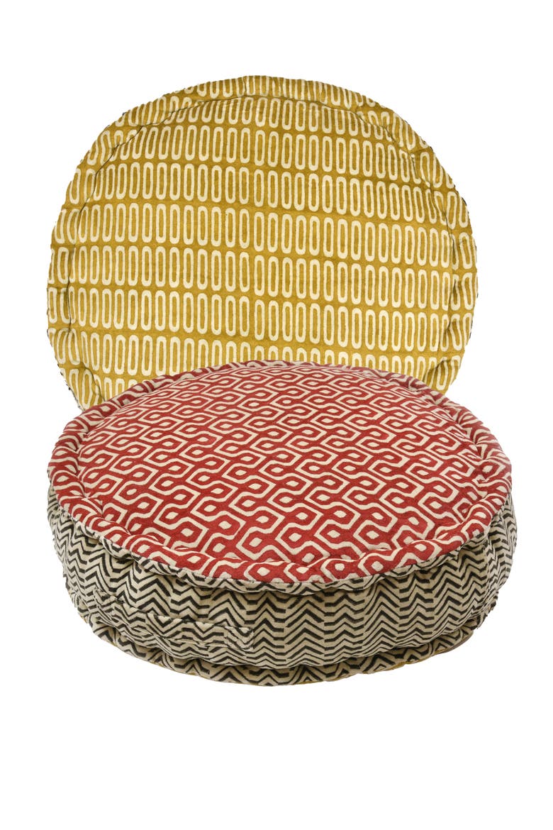 Block Print Meditation Cushion - Round, Main, color, Block Print