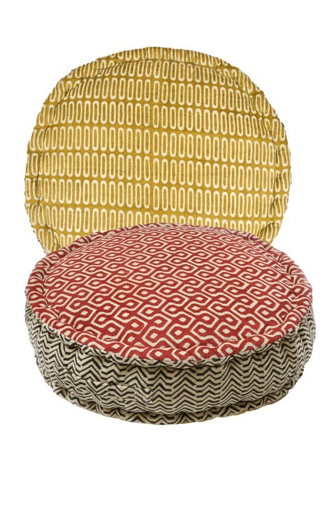 Block Print Meditation Cushion - Round