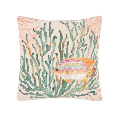 Oceanaire Coral Pillow, 18" x 18"