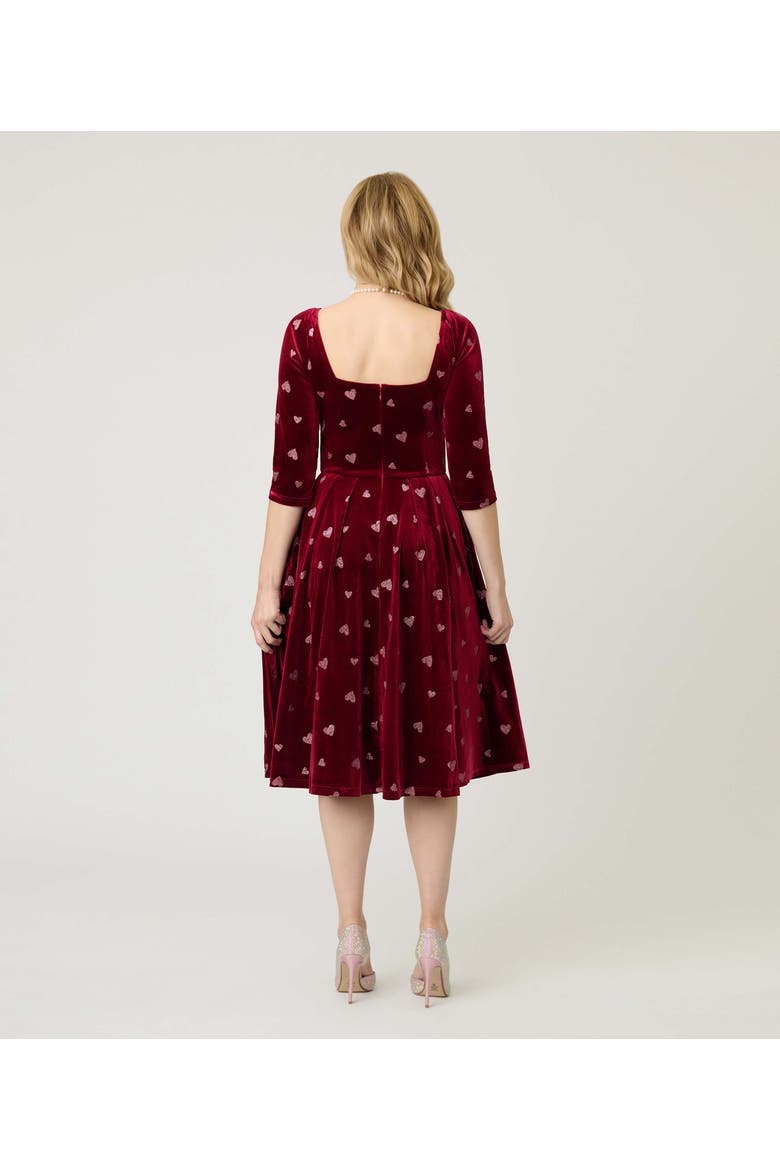 Woven Sweetheart Neckline Lamar Swing Dress, Alternate, color, Red Glitter Heart