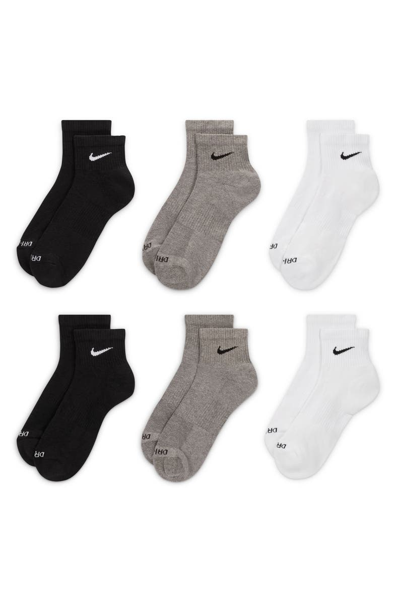 Nike 6-Pack Everyday Plus Cushioned Training Ankle Socks, Main, color, Grey Multi