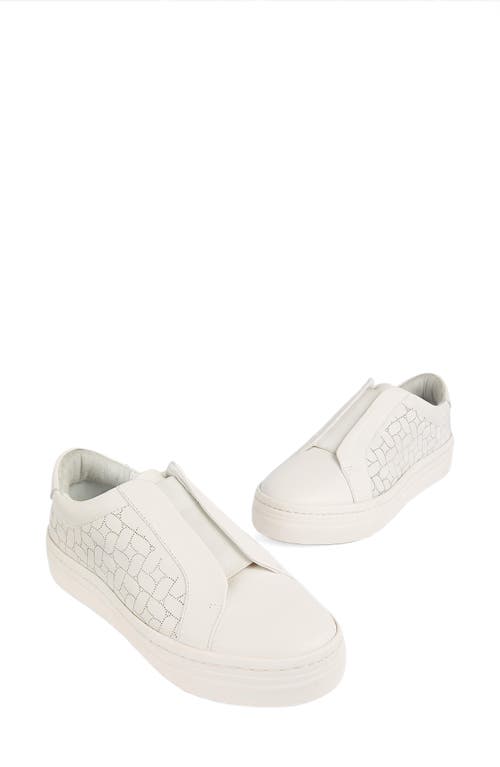 Lk Bennett Womens  Joy Laser-cut Leather Low-top Trainers In Off White