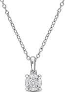 Created Forever Sterling Silver Lab Grown Diamond Solitaire Pendant Necklace