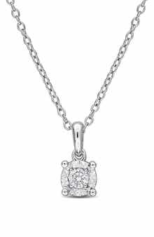 Created Forever Sterling Silver Lab Grown Diamond Solitaire Pendant Necklace