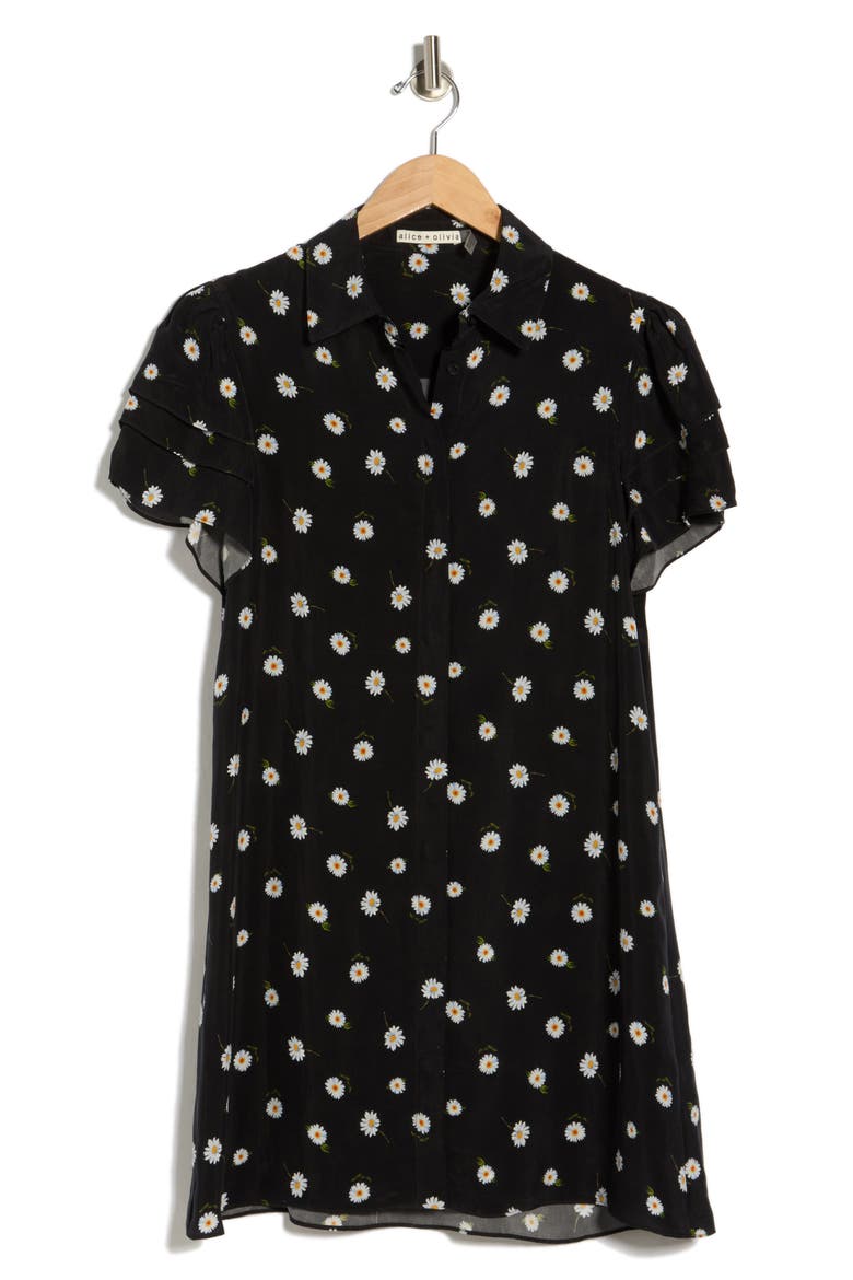 Jen Short Sleeve Shirt Dress, Alternate, color, TOSSED DAISY BLACK