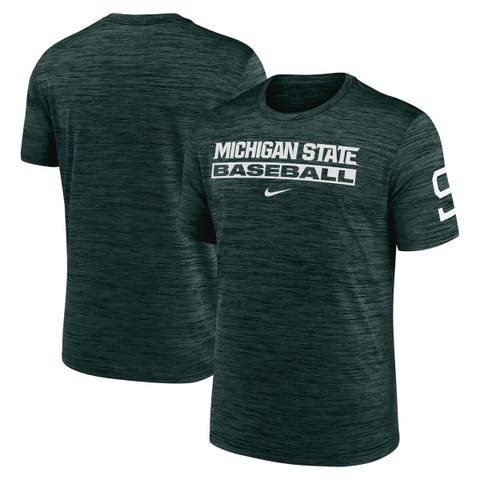 Men's Nike Green Michigan State Spartans Velocity Baseball Wordmark Stack Performance T-Shirt