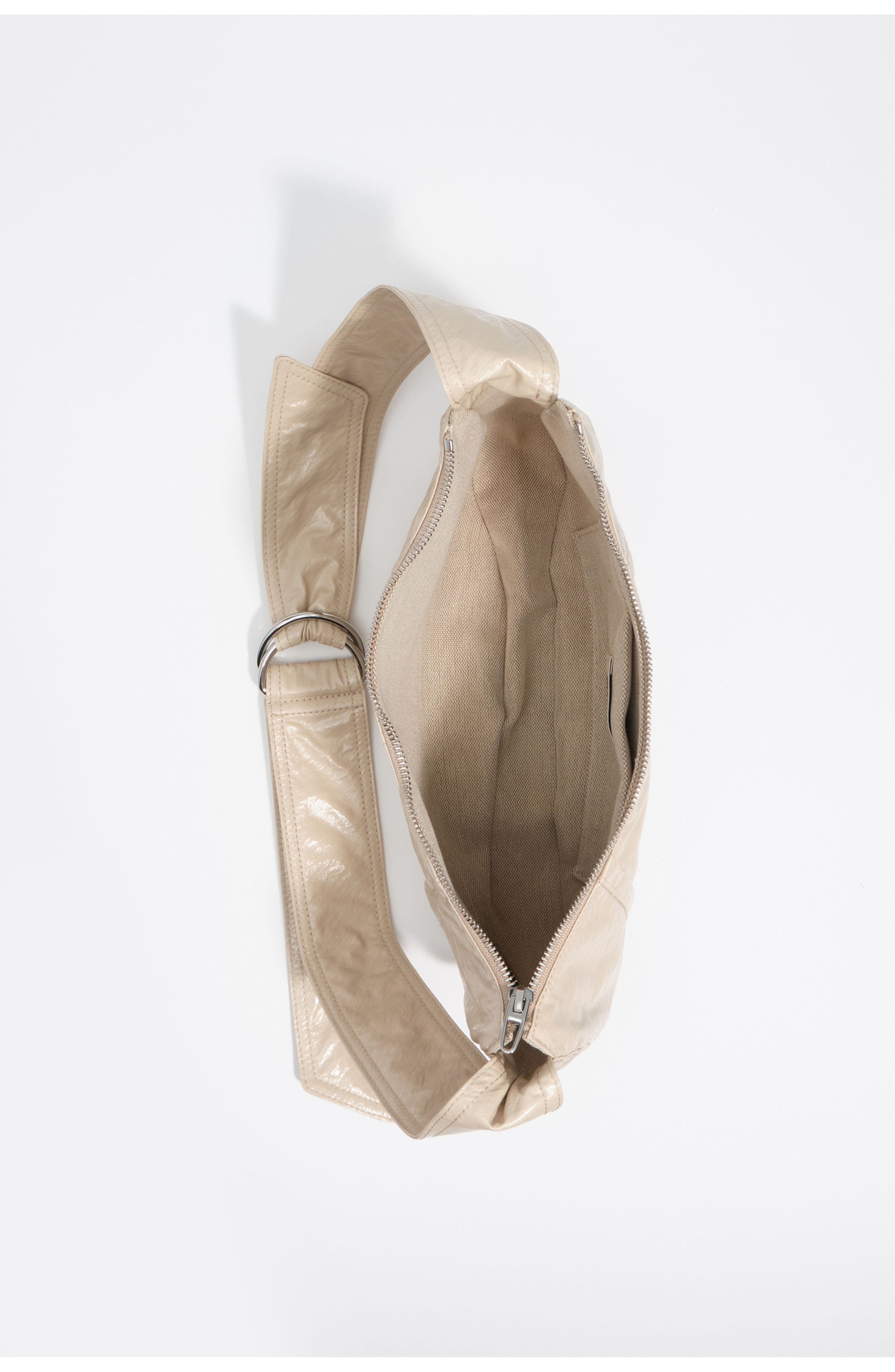Medium Shiny Moon Bag, Alternate, color, GREIGE