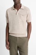 Vince Short Sleeve Linen & Wool Blend Pocket Polo Sweater