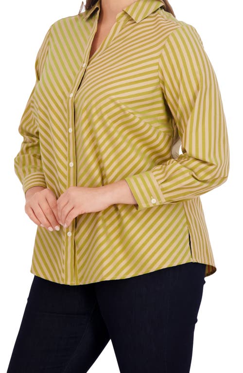 Foxcroft Mary Cotton Blend Button-up Shirt In Gold