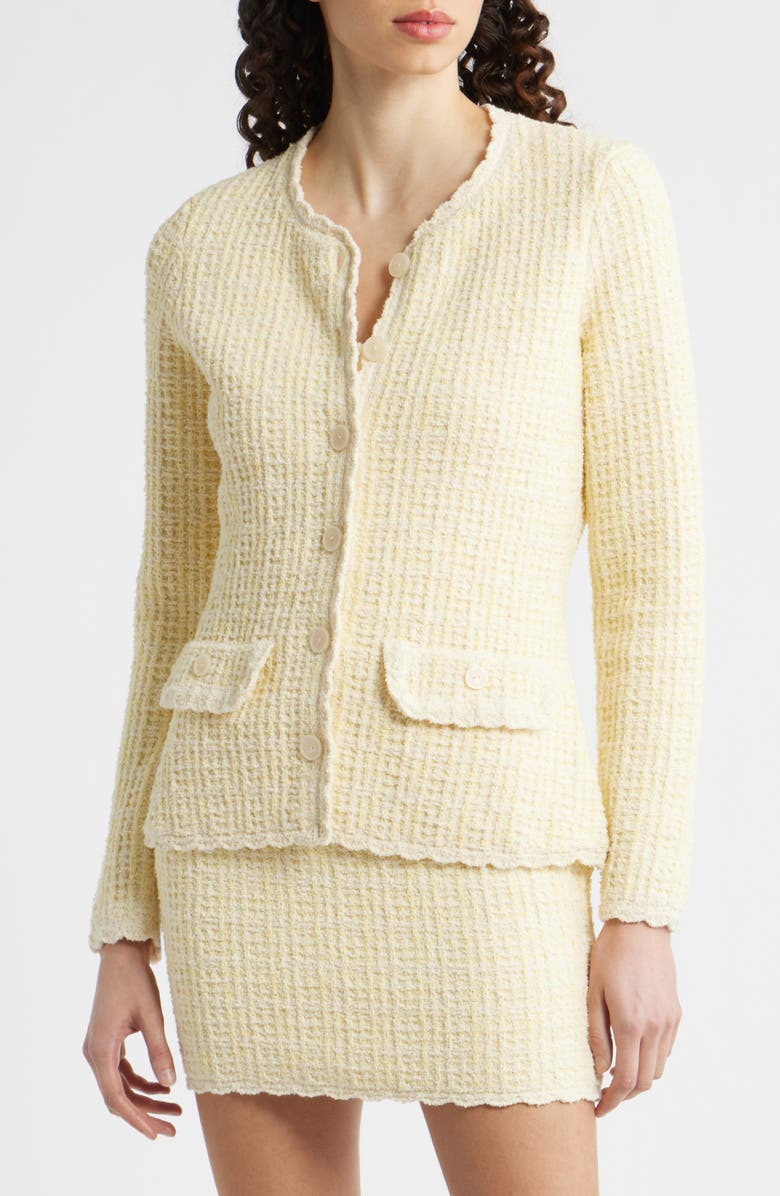 LoveShackFancy Galilee Cardigan, Alternate, color, Daylily Yellow