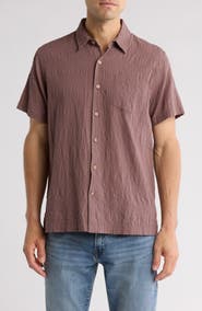 Lucky Brand Short Sleeve Crinkled Button-Up Shirt