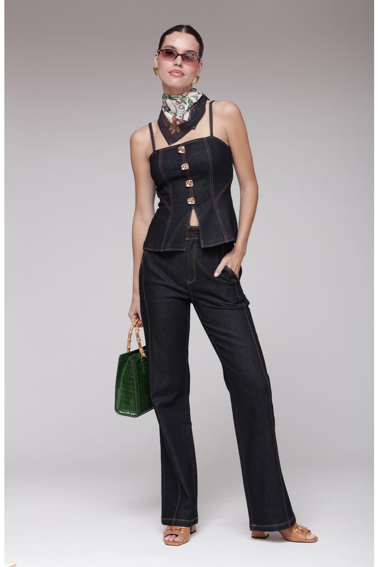 Hourglass Peplum Camisole, Alternate, color, DARK RINSE WASH