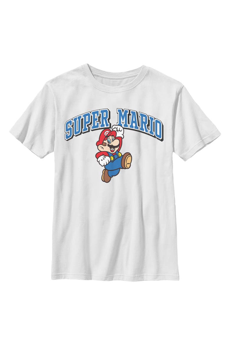 Boy's Nintendo Superstar Classic Jump  Graphic T-Shirt, Main, color, White