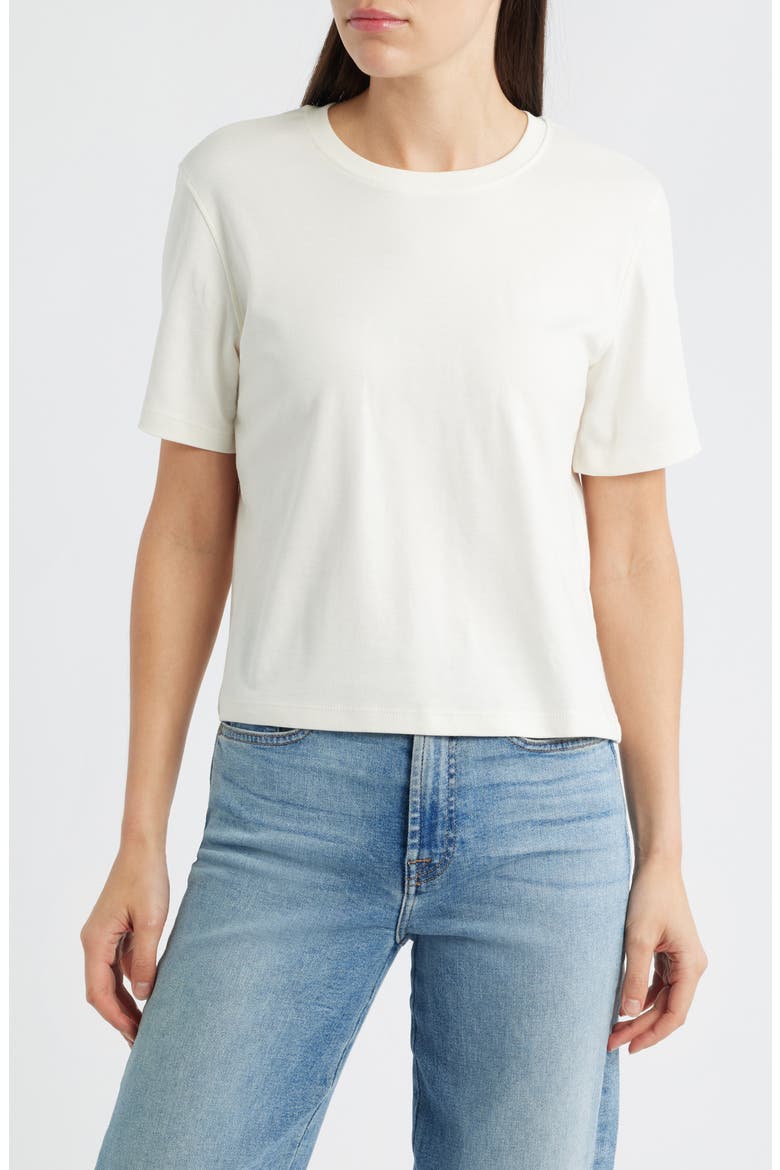 Crewneck Cotton T-Shirt, Main, color, MARSHMALLOW