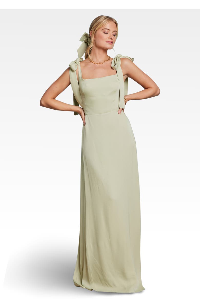 Maids to Measure Allegra Tie Shoulder Bridesmaid Dress, Main, color, Sage Green