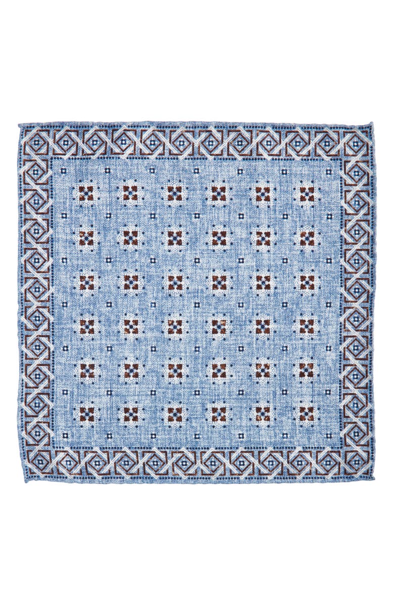 EDWARD ARMAH Neat & Houndstooth Prints Reversible Silk Pocket Square, Alternate, color, 