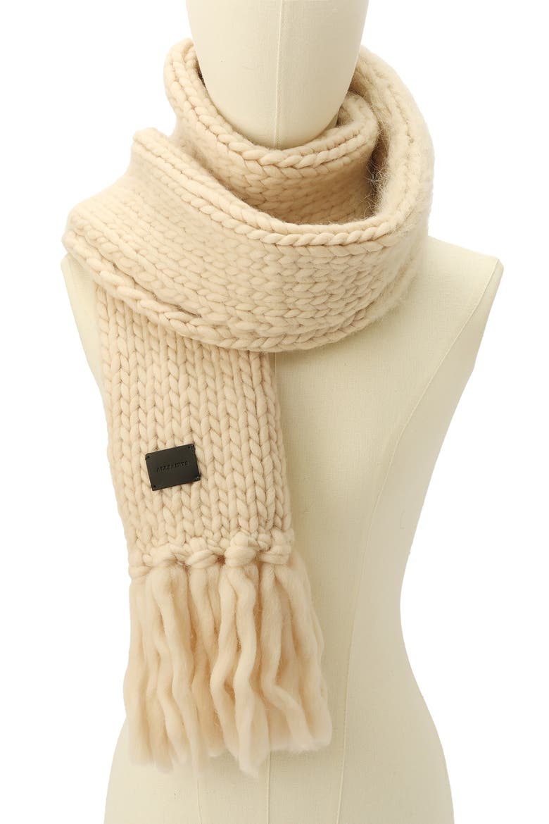 Mix Yarn Handk-Knit Scarf, Alternate, color, SAND BEIGE