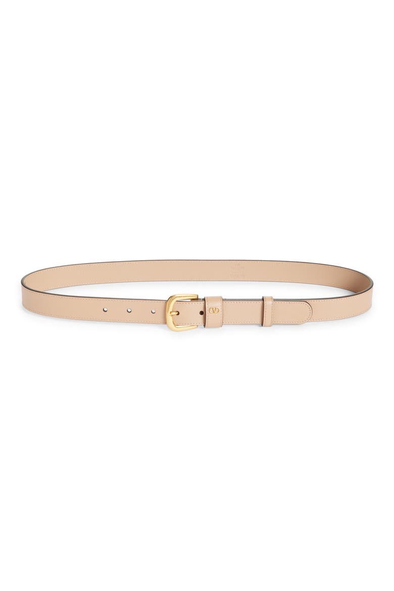 VLOGO Signature Leather Belt, Main, color, ROSE SAND