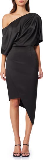 elliatt carson one shoulder dress Elliatt Carson One-Shoulder Satin Dress in Black at Nordstrom, Size X-Small