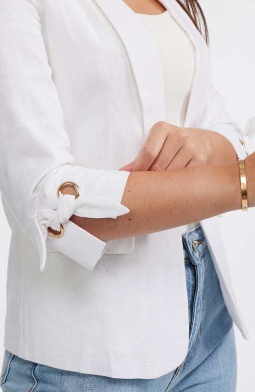 Ellen Tracy Linen Blend Blazer In White